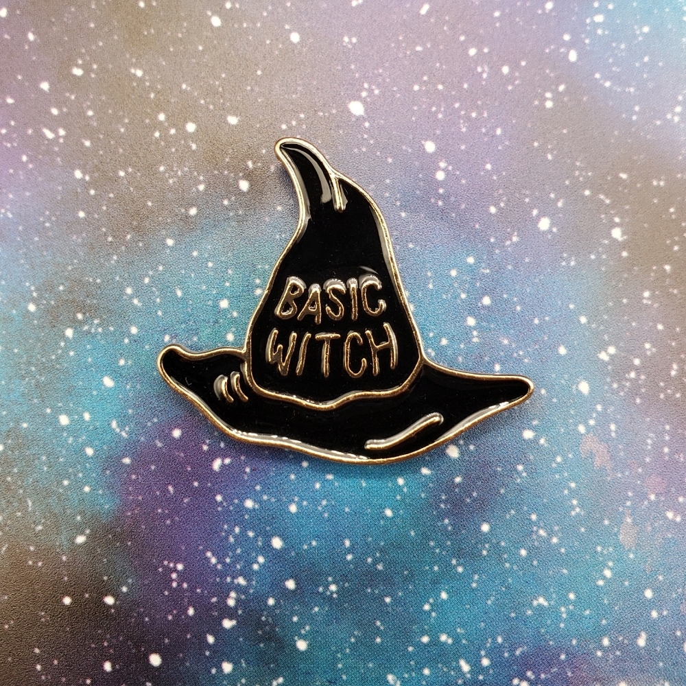Gold Basic Witch Hat Enamel Pin